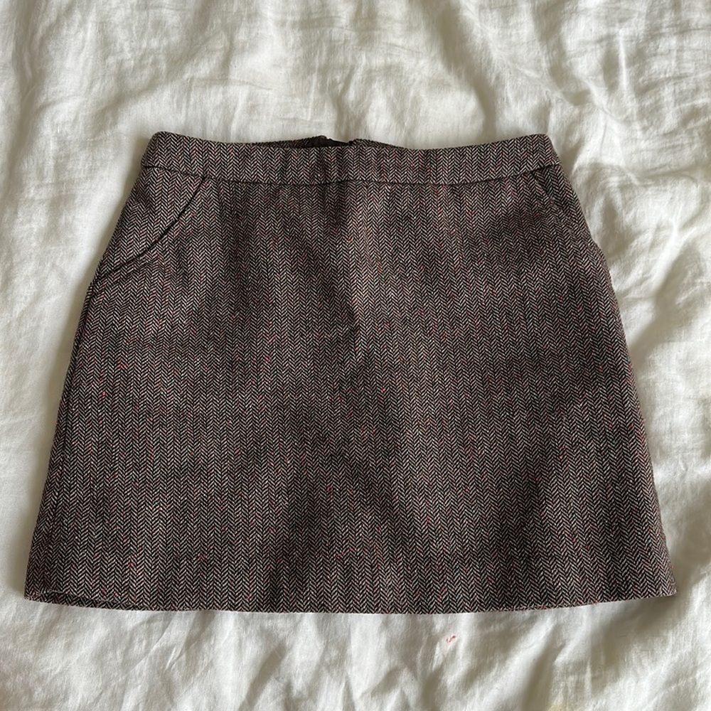 Herringbone tweed mini skirt